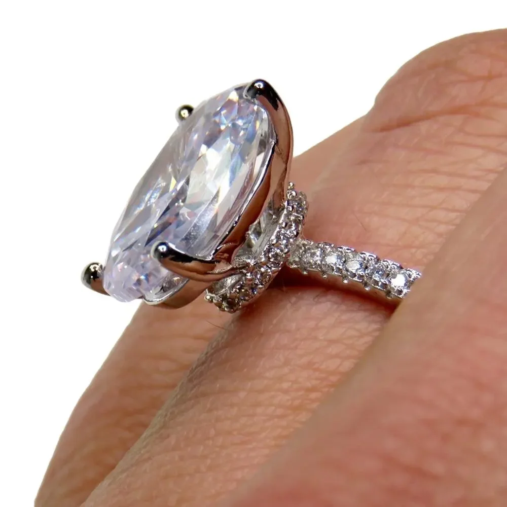 Macy's Oval Solitaire Moissanite Diamond Ring Size 6 - Picture 4 of 7